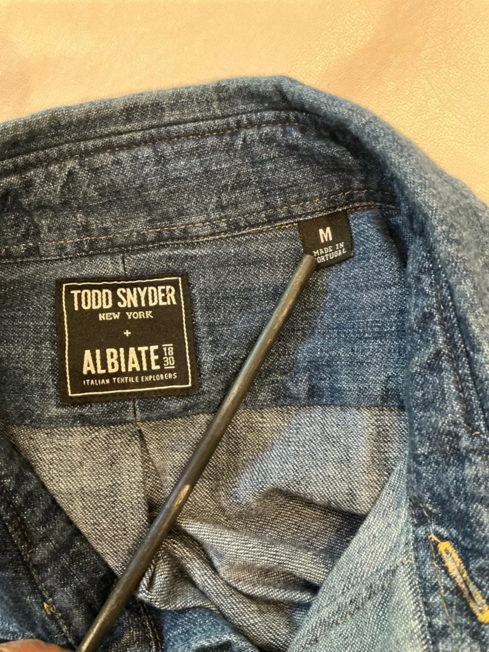 Todd Snyder x Albiate Mens Denim Button-Down Shirt One Chest Pocket M